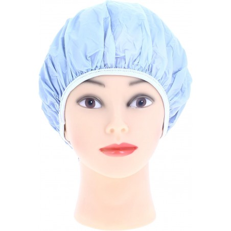 BONNET DOUCHE PLASTIQUE DENTELLE LARGE BLEU CIEL
